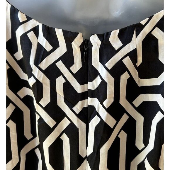 INC Silk Sheath Dress Black/White Cap Sleeve Midi Women's Size 4 Cocktail Dress - Picture 6 of 7